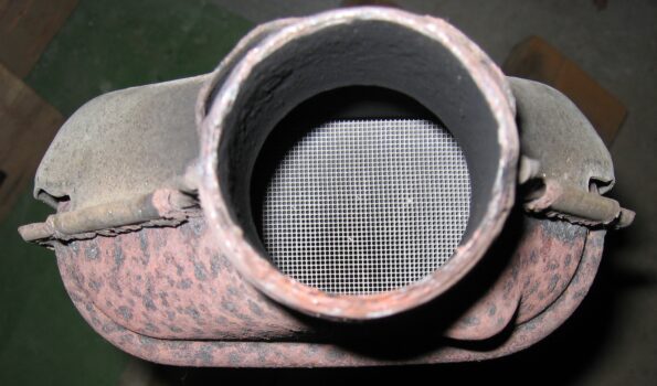 A look inside of a catalytic converter. (Photo courtesy of Wikimedia Commons)